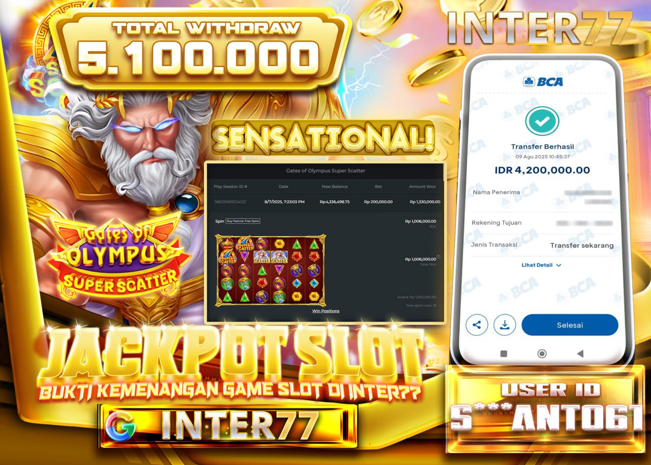 S***ANTO61 JACKPOT SLOT GATE OF OLYMPUS SUPER SCATTER Rp.5.100.000 - LUNAS